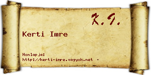 Kerti Imre névjegykártya